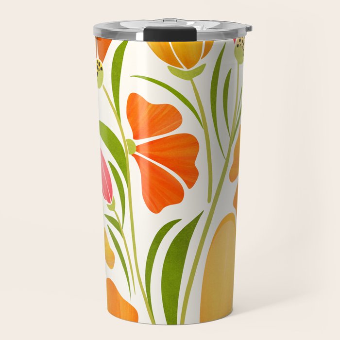 Spring Wildflowers Floral Illustration Travel Mug Gallery Image 1