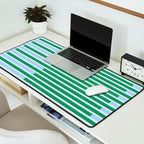 Minimalist Striped Pattern in Blue and Green Desk Mat Gallery Image 2