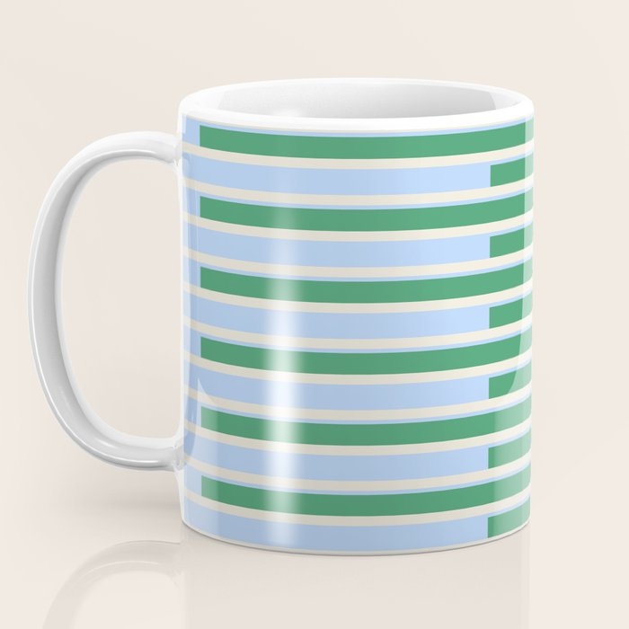 Minimalist Striped Pattern in Blue and Green Coffee Mug Gallery Image 3