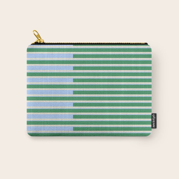 Minimalist Striped Pattern in Blue and Green Carry All Pouch Gallery Image 1