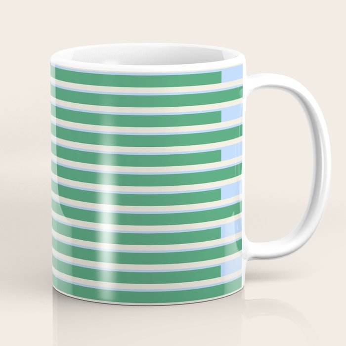 Minimalist Striped Pattern in Blue and Green Coffee Mug Gallery Image 1