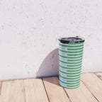 Minimalist Striped Pattern in Blue and Green Travel Mug Gallery Image 4