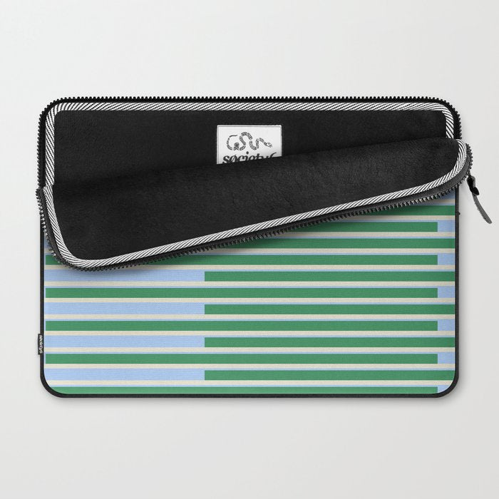 Minimalist Striped Pattern in Blue and Green Laptop Sleeve Gallery Image 2