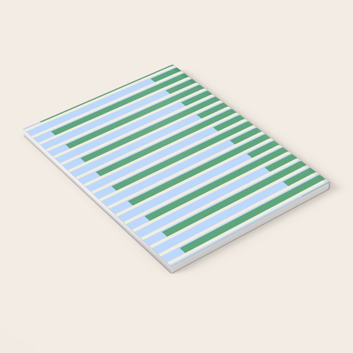 Minimalist Striped Pattern in Blue and Green Notebook Gallery Image 3