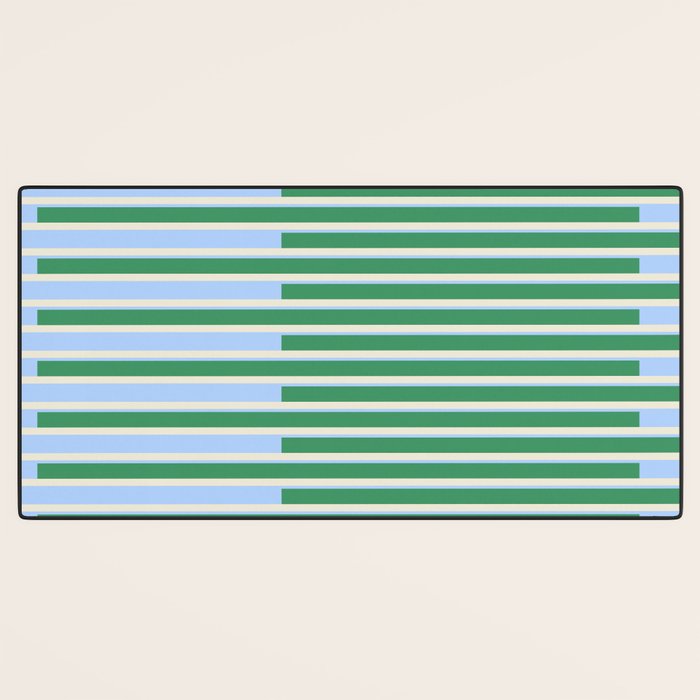 Minimalist Striped Pattern in Blue and Green Desk Mat Gallery Image 3