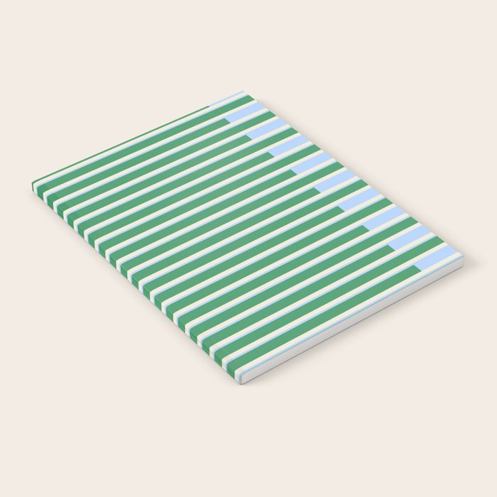 Minimalist Striped Pattern in Blue and Green Notebook Gallery Image 2