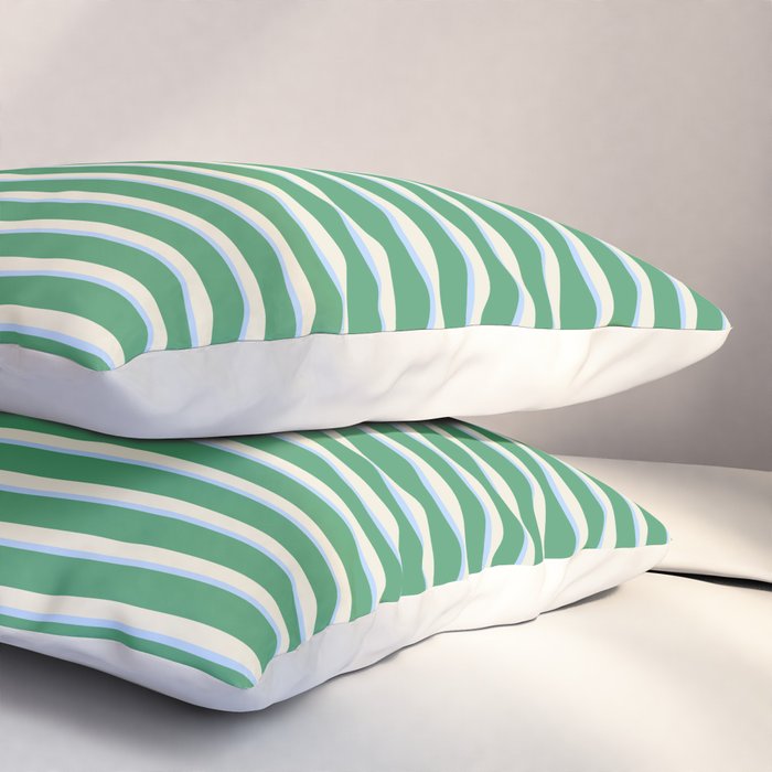 Minimalist Striped Pattern in Blue and Green Pillow Sham Gallery Image 3