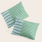 Minimalist Striped Pattern in Blue and Green Pillow Sham Gallery Image 3