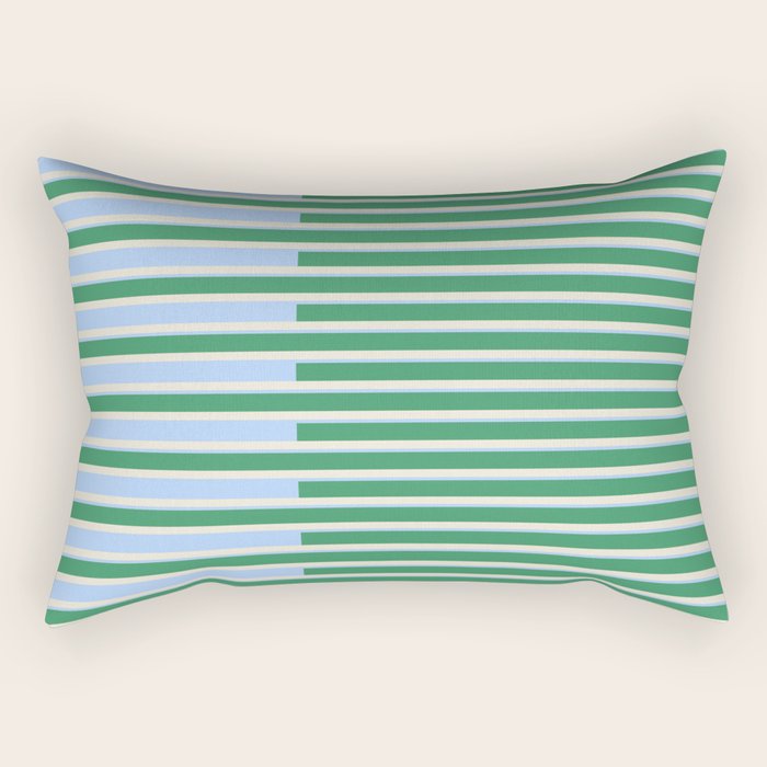 Minimalist Striped Pattern in Blue and Green Rectangular Pillow Gallery Image 2