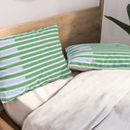 Minimalist Striped Pattern in Blue and Green Pillow Sham Gallery Image 2