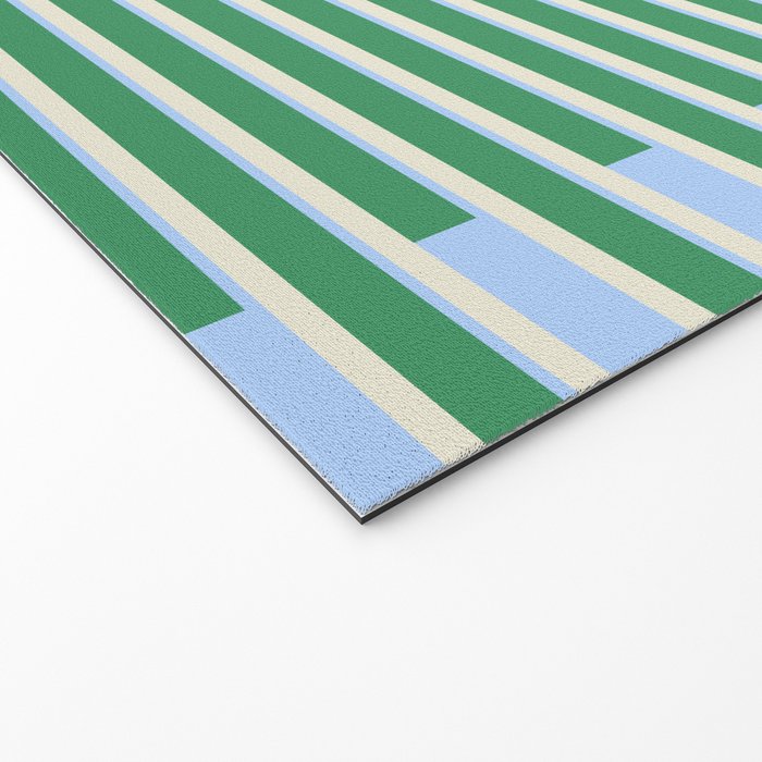 Minimalist Striped Pattern in Blue and Green Welcome Mat Gallery Image 2