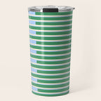 Minimalist Striped Pattern in Blue and Green Travel Mug Gallery Image 1