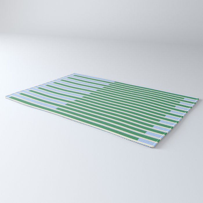 Minimalist Striped Pattern in Blue and Green Rug Gallery Image 3
