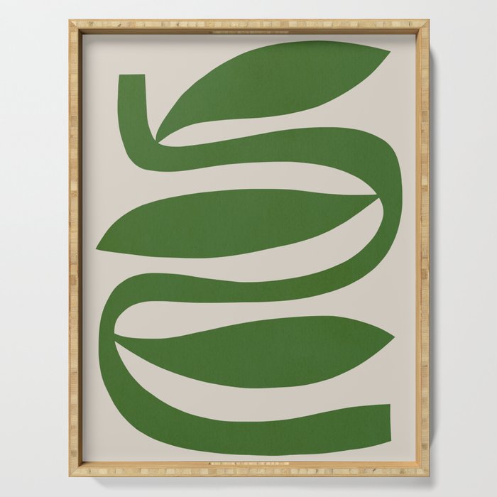 Abstract-botanical 21-green Serving Tray Gallery Image 1