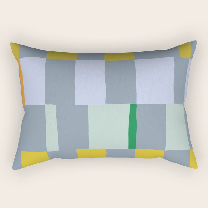 Summer check handdrawn teal Rectangular Pillow Gallery Image 2