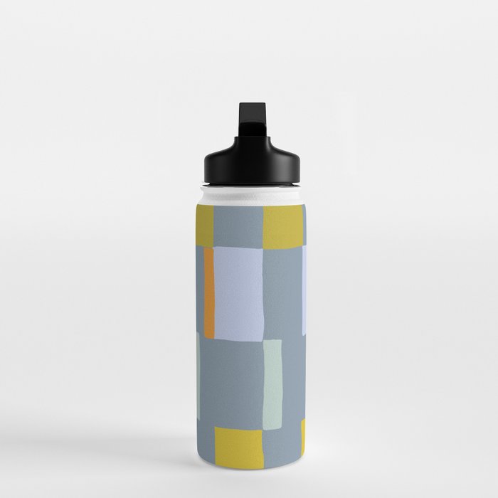 Summer check handdrawn teal Water Bottle Gallery Image 3