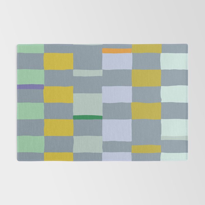 Summer check handdrawn teal Rug Gallery Image 2