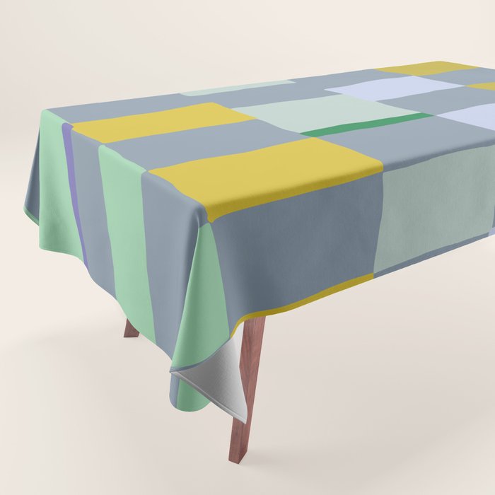 Summer check handdrawn teal Tablecloth Gallery Image 1