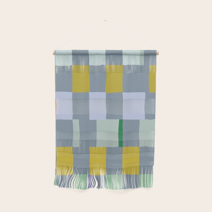 Summer check handdrawn teal Wall Hanging Gallery Image 1