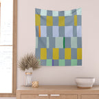Summer check handdrawn teal Wall Tapestry Gallery Image 2