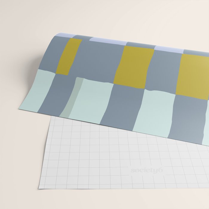 Summer check handdrawn teal Wrapping Paper Gallery Image 2