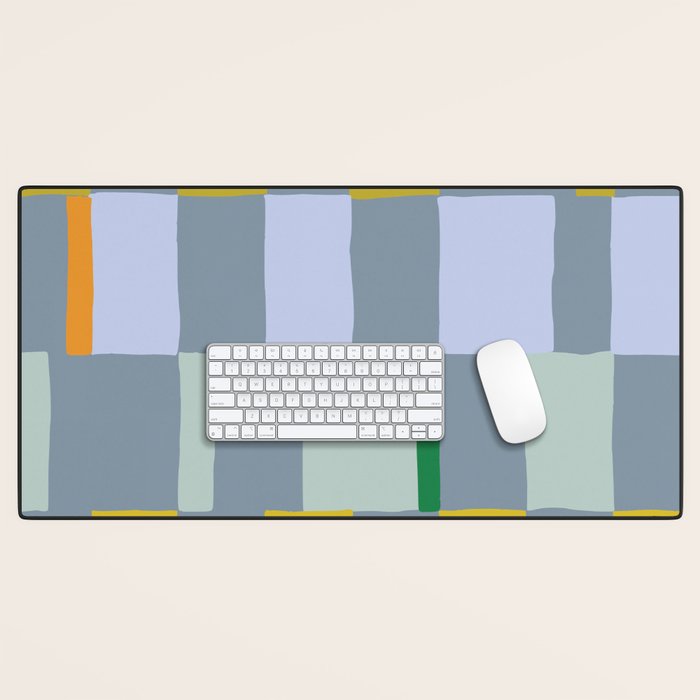 Summer check handdrawn teal Desk Mat Gallery Image 1
