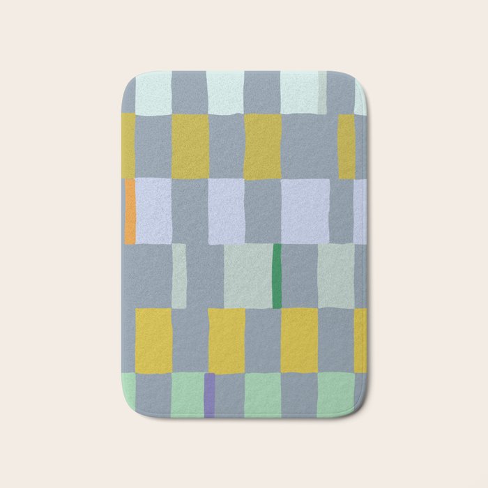 Summer check handdrawn teal Bath Mat Gallery Image 1