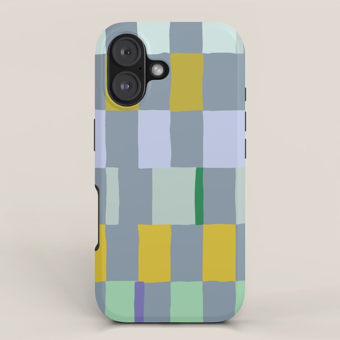 Summer check handdrawn teal iPhone Case Gallery Image 1