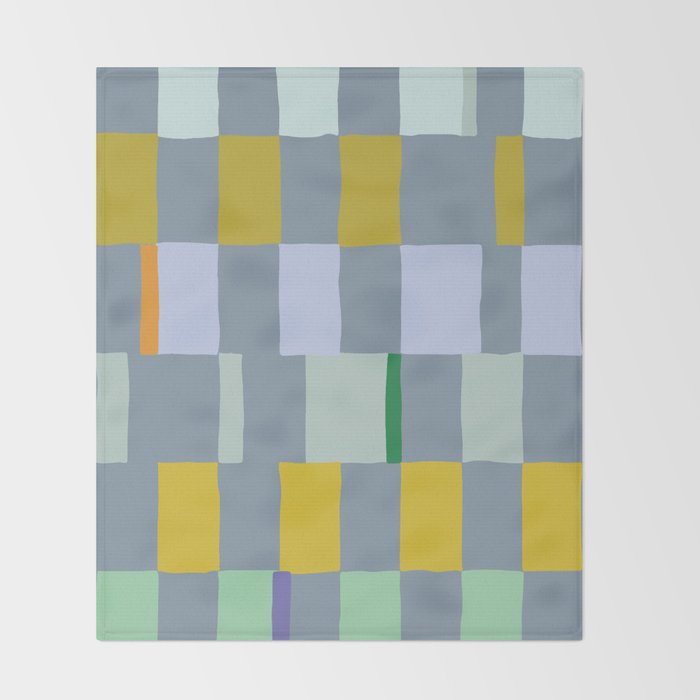 Summer check handdrawn teal Throw Blanket Gallery Image 2