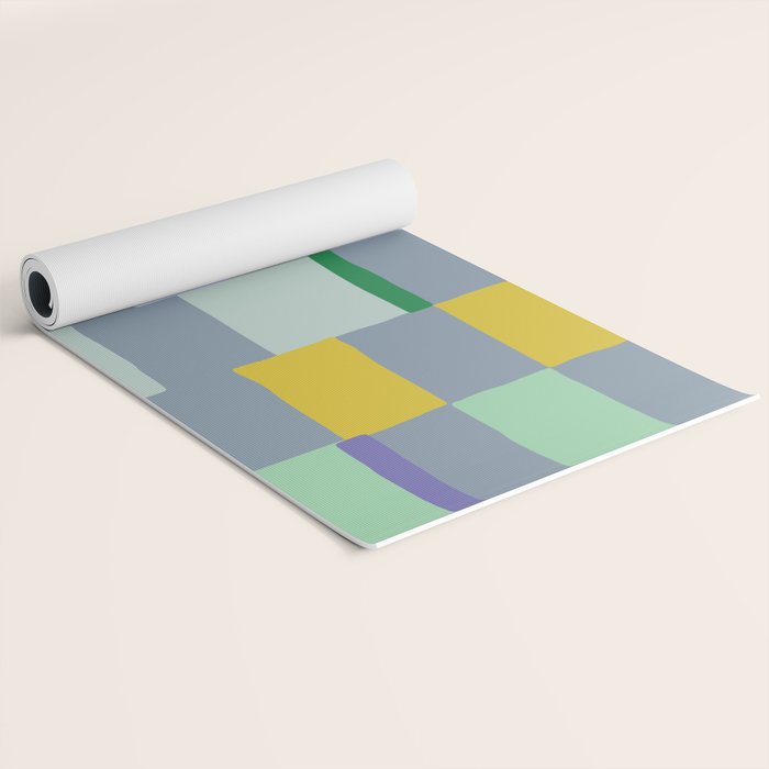 Summer check handdrawn teal Yoga Mat Gallery Image 2