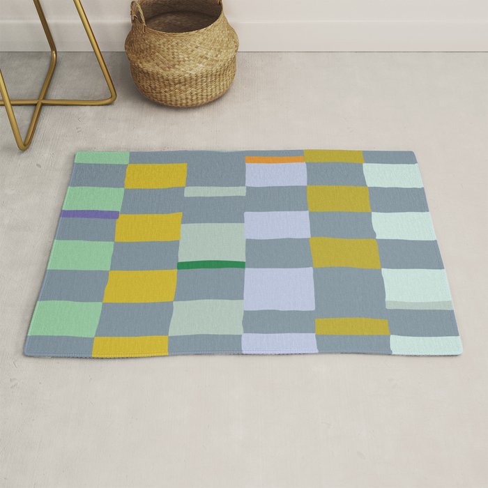 Summer check handdrawn teal Rug Gallery Image 1