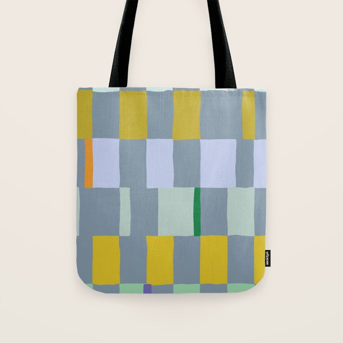 Summer check handdrawn teal Tote Bag Gallery Image 1
