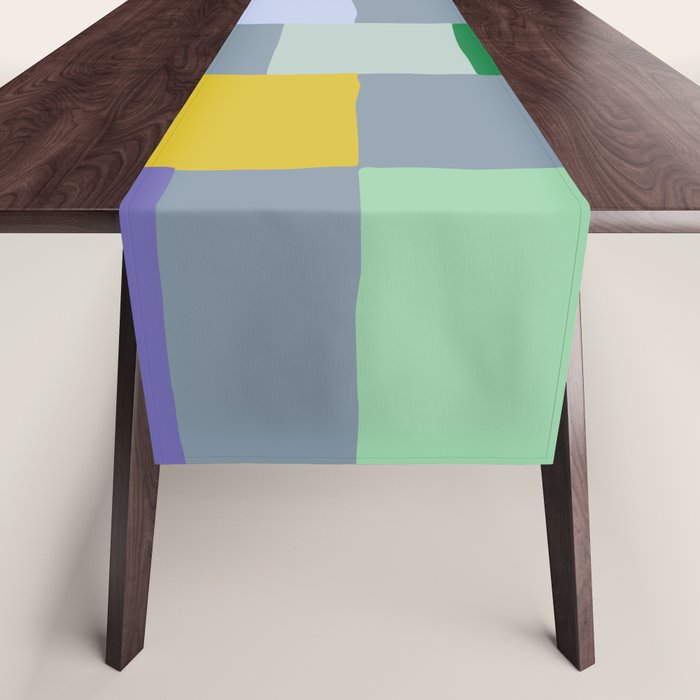Summer check handdrawn teal Table Runner Gallery Image 1