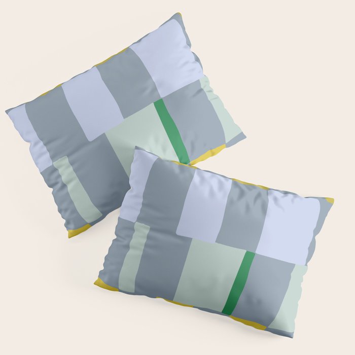 Summer check handdrawn teal Pillow Sham Gallery Image 1