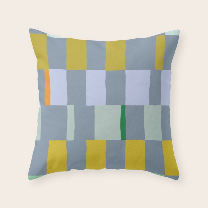 Summer check handdrawn teal Throw Pillow Gallery Image 1