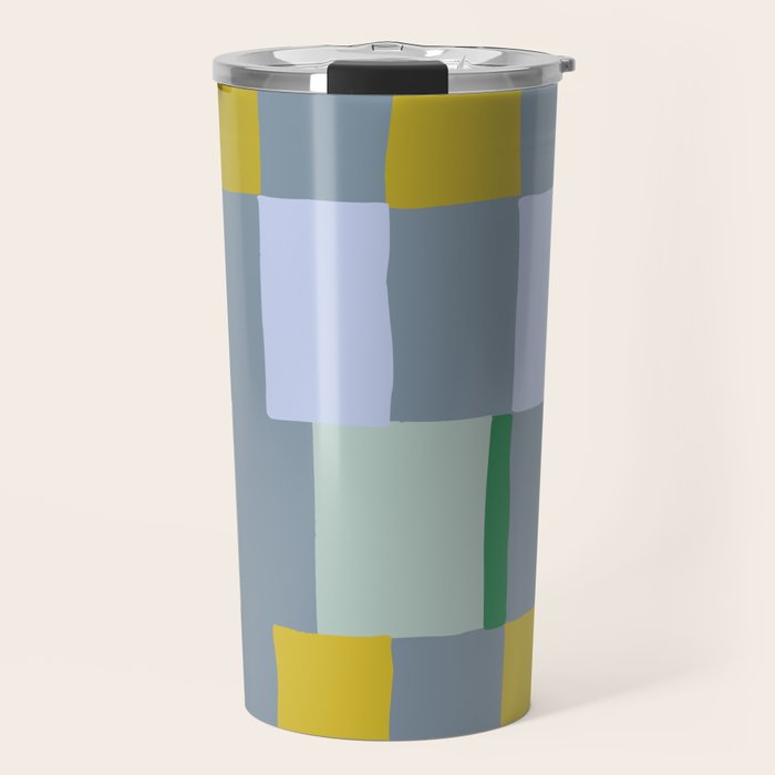 Summer check handdrawn teal Travel Mug Gallery Image 1