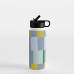 Summer check handdrawn teal Water Bottle Gallery Image 1