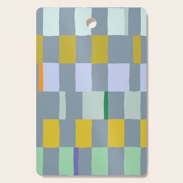 Summer check handdrawn teal Cutting Board Gallery Image 1
