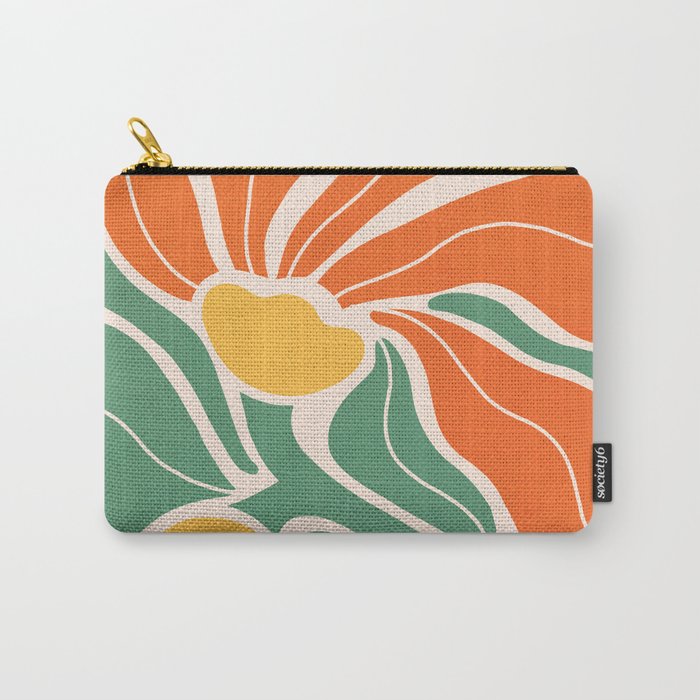Modern Boho Art Nouveau Floral 1.2 Duo Orange and Green Carry All Pouch Gallery Image 1
