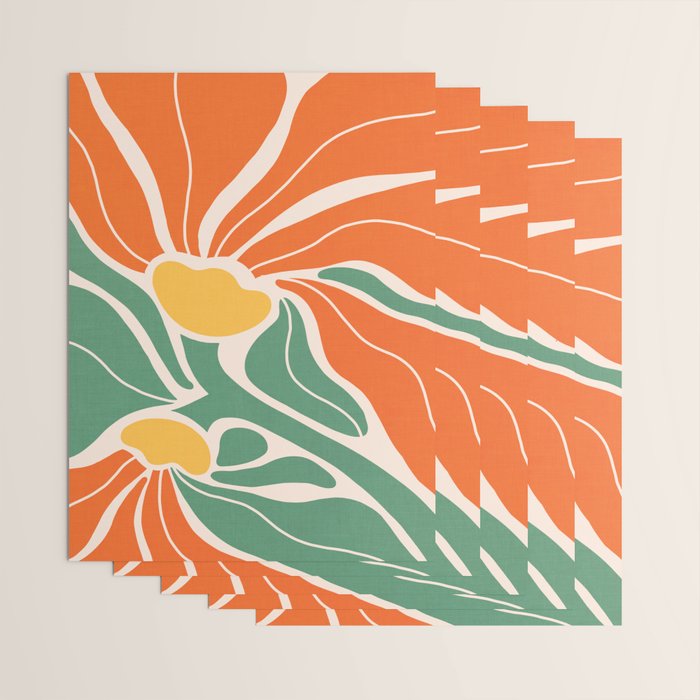 Modern Boho Art Nouveau Floral 1.2 Duo Orange and Green Wrapping Paper Gallery Image 3