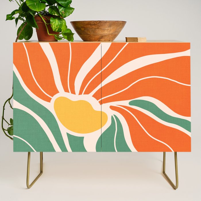 Modern Boho Art Nouveau Floral 1.2 Duo Orange and Green Credenza Gallery Image 1