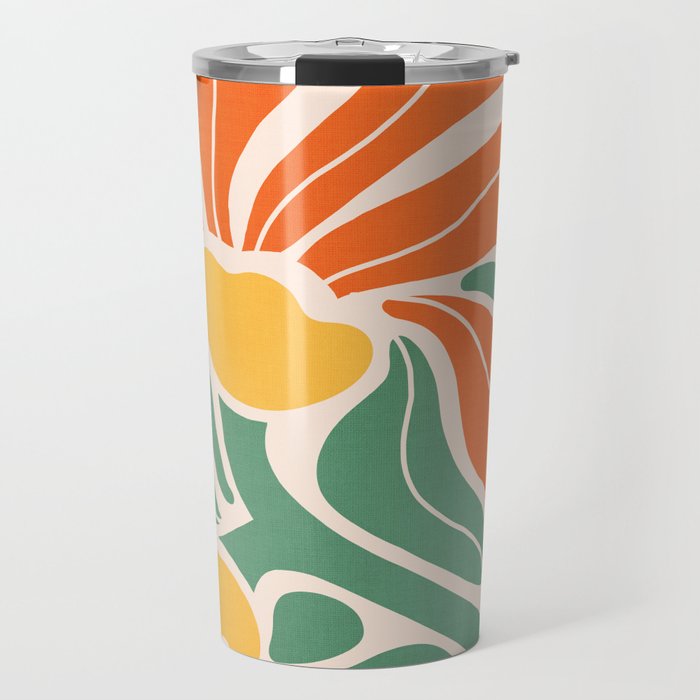 Modern Boho Art Nouveau Floral 1.2 Duo Orange and Green Travel Mug Gallery Image 1