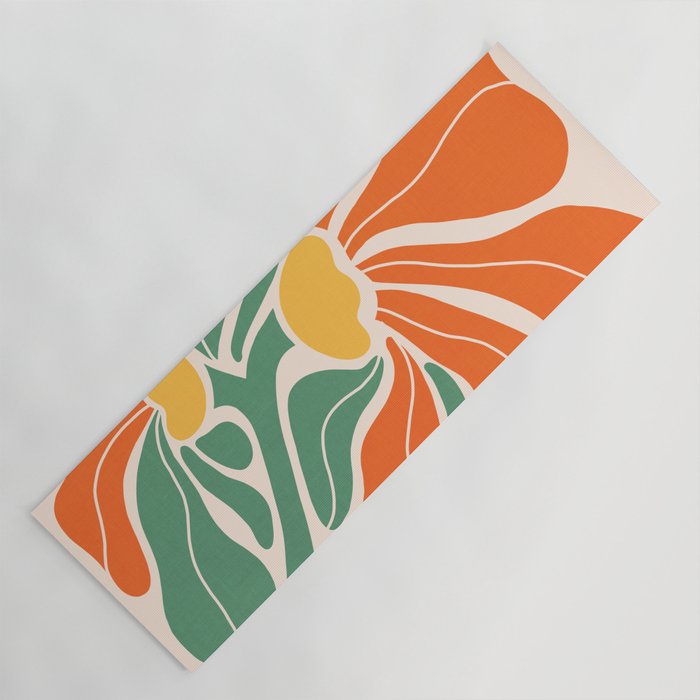 Modern Boho Art Nouveau Floral 1.2 Duo Orange and Green Yoga Mat Gallery Image 1