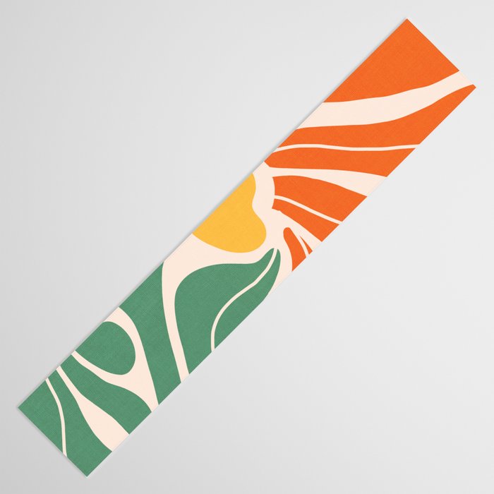 Modern Boho Art Nouveau Floral 1.2 Duo Orange and Green Table Runner Gallery Image 3