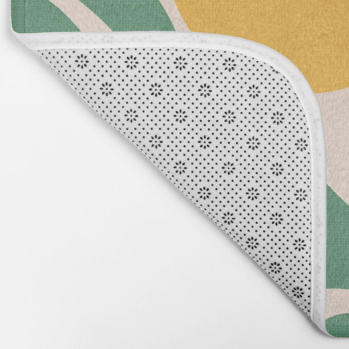 Modern Boho Art Nouveau Floral 1.2 Duo Orange and Green Bath Mat Gallery Image 2