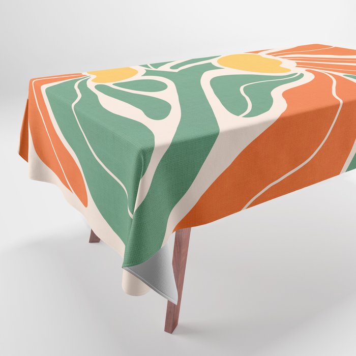 Modern Boho Art Nouveau Floral 1.2 Duo Orange and Green Tablecloth Gallery Image 1