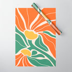 Modern Boho Art Nouveau Floral 1.2 Duo Orange and Green Wrapping Paper Gallery Image 1