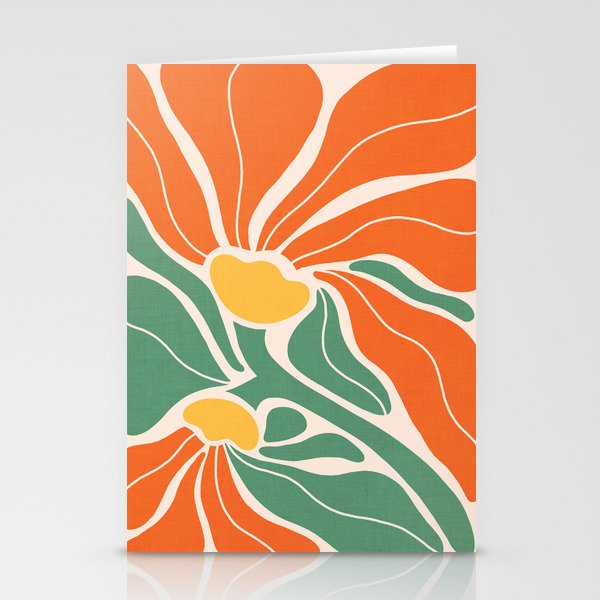 Modern Boho Art Nouveau Floral 1.2 Duo Orange and Green Stationery Card Gallery Image 2