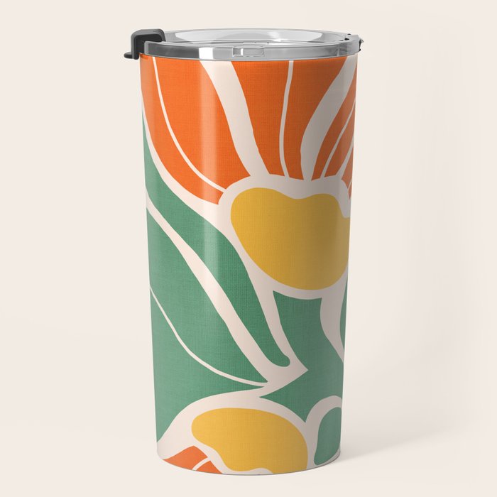Modern Boho Art Nouveau Floral 1.2 Duo Orange and Green Travel Mug Gallery Image 3