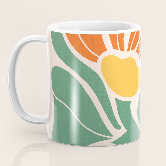 Modern Boho Art Nouveau Floral 1.2 Duo Orange and Green Coffee Mug Gallery Image 3